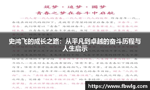 史鸿飞的成长之路：从平凡到卓越的奋斗历程与人生启示